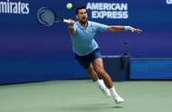 Novak Djokovic in action at the 2025 US Open (Source: Getty)